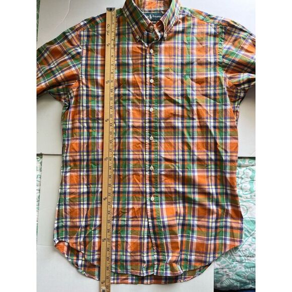Ralph Lauren Classic Fit Orange Green Purple Plaid Long Sleeve Shirt Mens M - Picture 5 of 7